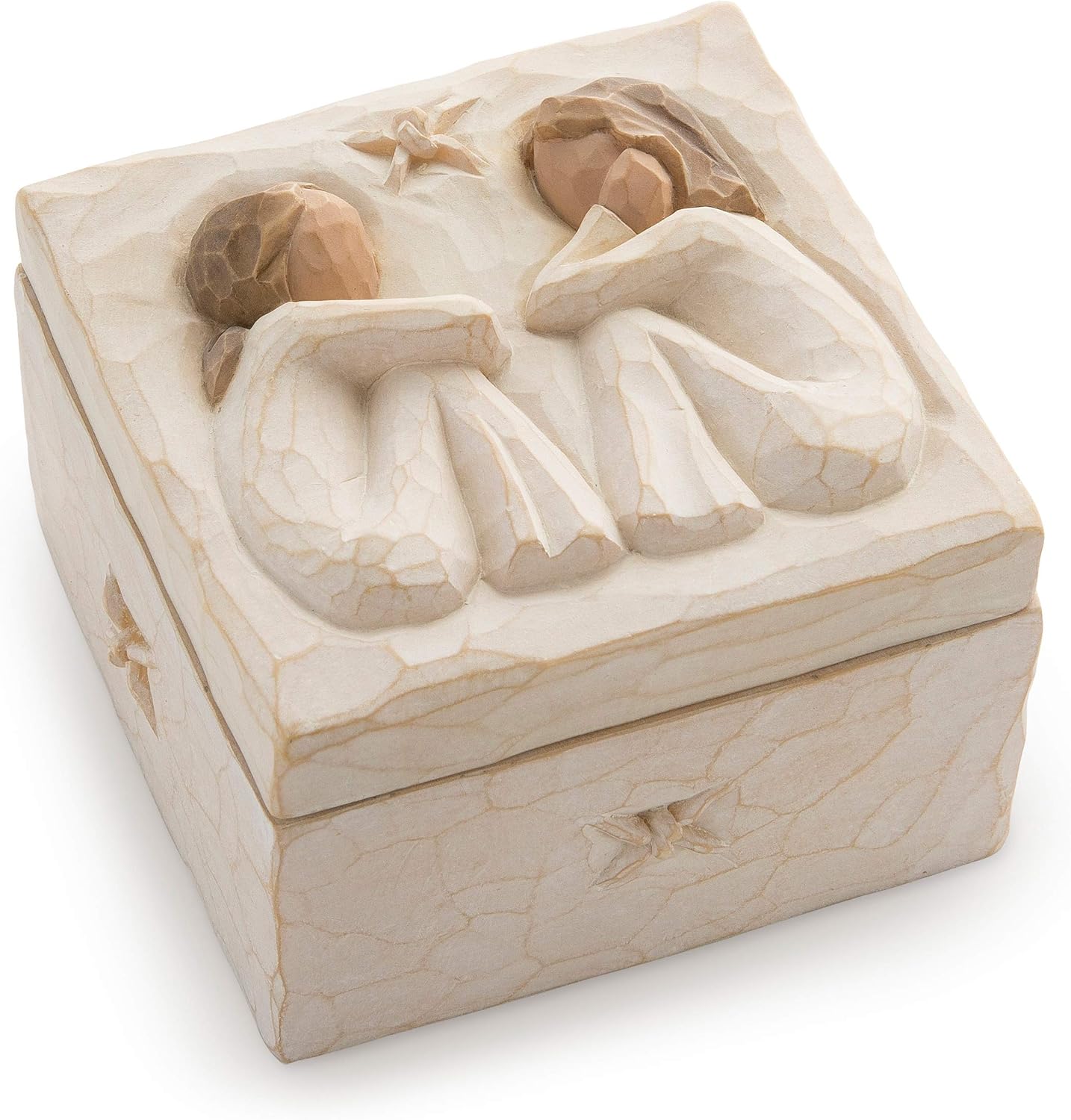 Willow Tree Friendship Keepsake Box, Forever True, Forever Friends, Holds Jewelry and Treasures, Carving of Best Friends or Sisters, Sculpted Hand-Painted Keepsake Box