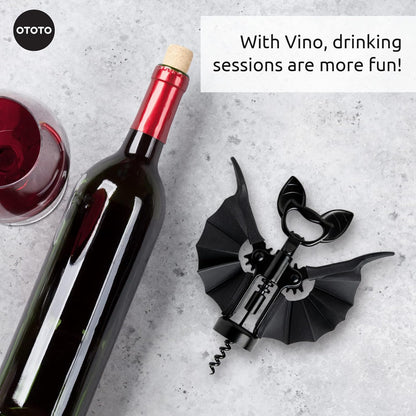 OTOTO 2-in-1 Wine & Beer Opener, Goth Halloween Gifts, Gothic Wine Accessories & Gifts for Wine Lovers, Spooky Corkscrew Bottle Opener, Wine Accessories, Wine Gifts, Cool Kitchen Gadgets (Vino)