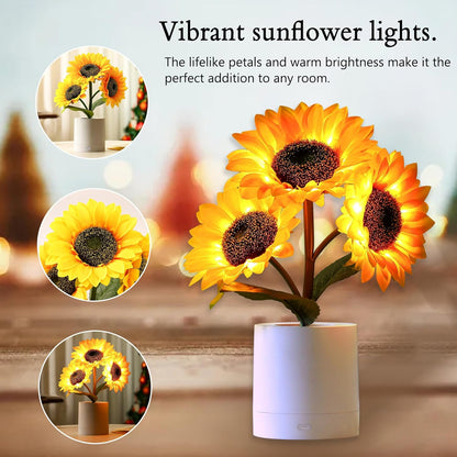 Sunflower LED Lamp for Women Valentines, Ideal for Bedroom Decor, Sunflower Gifts for Mom Grandma Teacher Aunt Girlfriends Coworker Friend Wife Anniversary Birthday Christmas Valentine's Day