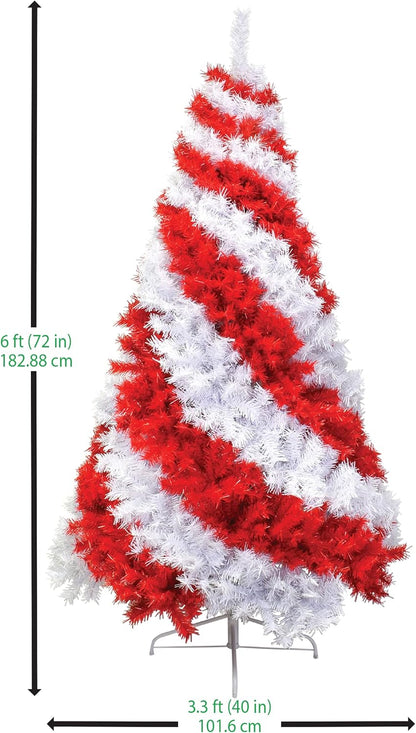 Tree Buddees Red and White Swirl Candy Cane Colored Artificial Christmas Tree (6 Foot)