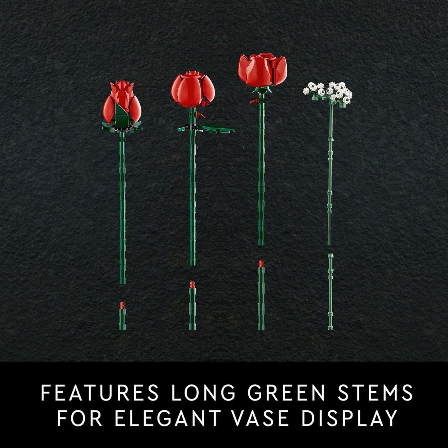 LEGO Icons Bouquet of Roses Building Set - Artificial Flowers for Dinner Table Centerpieces, Adults Ages 18+ - Fall & Thanksgiving Flower Decorations - 10328