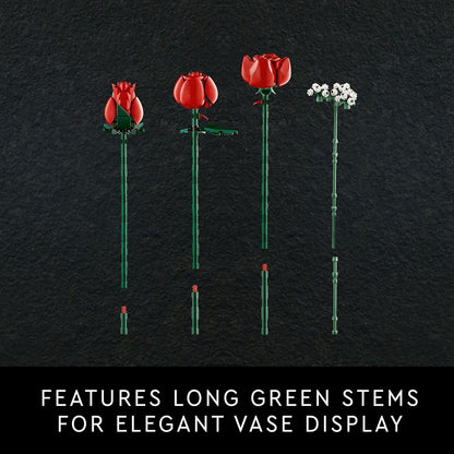 LEGO Icons Bouquet of Roses Building Set - Artificial Flowers for Dinner Table Centerpieces, Adults Ages 18+ - Fall & Thanksgiving Flower Decorations - 10328