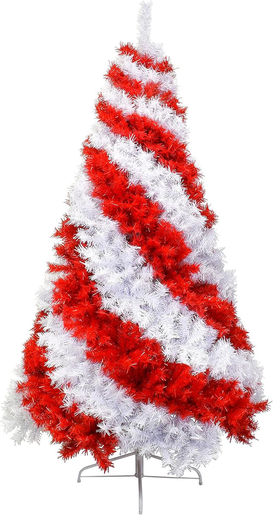 Tree Buddees Red and White Swirl Candy Cane Colored Artificial Christmas Tree (6 Foot)