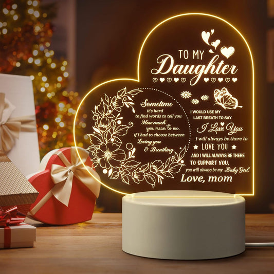 Christmas Gifts for Daughter, Daughter Gifts from Mom, to My Daughter Acrylic Night Lamp, Ideal Christmas Mother's Day Graduation Wedding Valentines Gifts for Daughter from Mothers