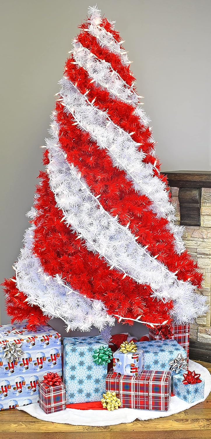 Tree Buddees Red and White Swirl Candy Cane Colored Artificial Christmas Tree (6 Foot)