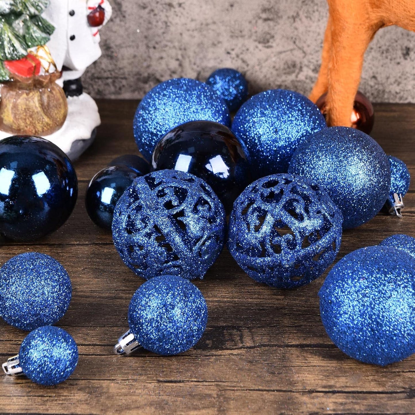 Christmas Balls Tree Ornaments, Shatterproof Christmas Decorations Set with Reusable Hand-held Gift Package for Holiday Xmas Tree Decor (100, Dark Blue)