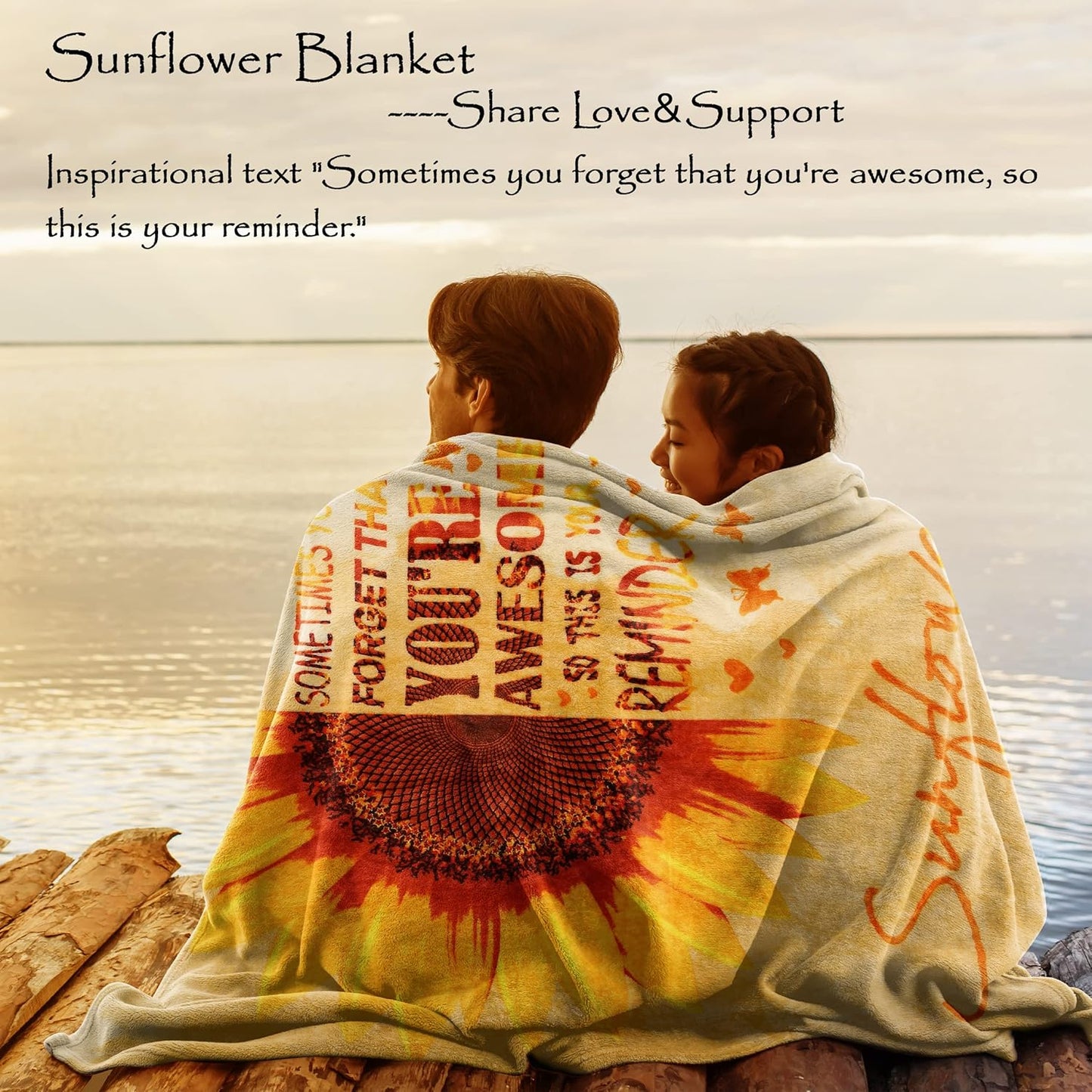 Sunflower Gifts for Women Sending Sunshine Gift-Valentines Day Gifts for Her Birthday Gifts for Women-Get Well Gift Baskets for Women-Inspirational Blanket Self Care Gifts for Women Mom Wife Friends