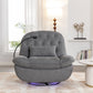 270 Degree Swivel Power Recliner with Voice Control, Bluetooth Music Player,USB Ports, Atmosphere Lamp, Hidden Arm Storage and Mobile Phone Holder for Living Room, Bedroom, Apartment, Grey